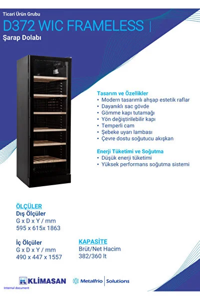 ŞENOCAK D 372 WIC FRAMELESS ŞARAP DOLABI