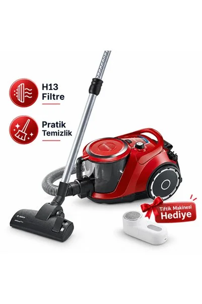 Bosch SERIE 6 TOZ TORBASIZ SÜPÜRGEPROSİLENCE RED Tiftik Makinesi hediye(Onerous)