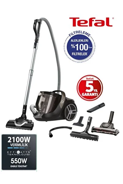TEFAL Sessiz ve Turbo Halı Döver Başlıklı X-Trem Cyclonic Effitech Toz Torbasız Elektrikli Süpürge