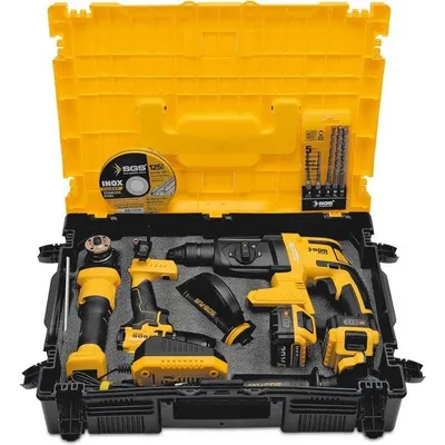 SGS 5450 Kömürsüz Akülü 3'lü Kombo Matkap-Kırıcı-Delici Taşlama Set