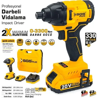 SGS 5500 20 V 2 A Akülü Darbeli Vidalama Seti