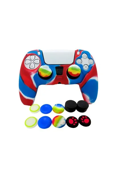 E&D Collection Skin for PS5 Controller Grips, Silicone Case Cover for 5 Anti-Slip Protector with 10pcs
