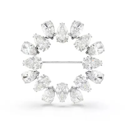 Swarovski 5714646 Matrix Brooch Pear White-Rhs Broş