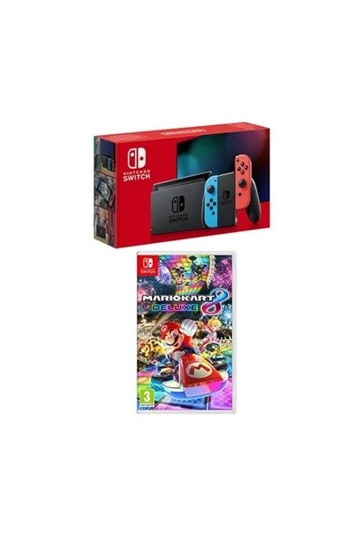 Nintendo Switch Konsol Neon Red Blue + Mario Kart 8 Deluxe Nintendo Switch Oyun