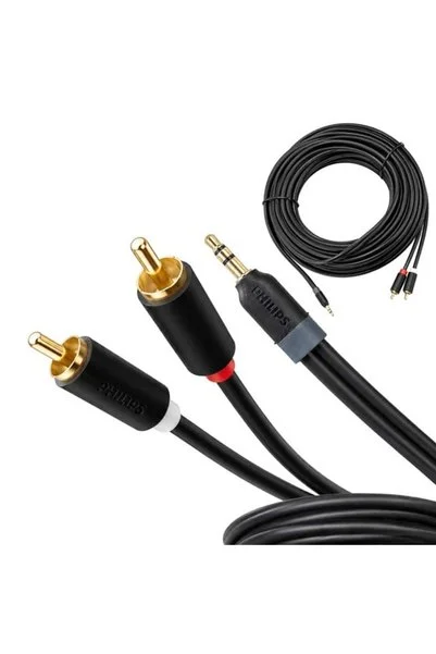 Philips SWR2110/93 30 Metre 3.5mm Stereo 2 RCA AUX Ses Kablosu Hi-Fi