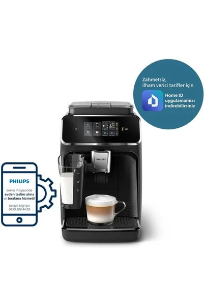 Philips Tam Otomatik LatteGo Espresso Makinesi, 2300 Serisi, SilentBrew Teknolojisi,Siyah Krom