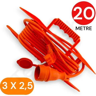 Tek-İş 3x2.5 mm TTR 20 mt Erkek Dişi Baskılı Uzatma Kablosu