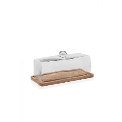The Mia Madera Dikdörtgen Kek Saklama Fanusu 15x32x14 cm
