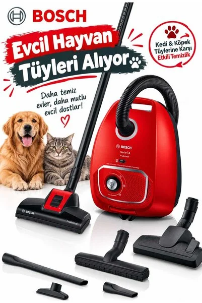 Bosch Toz torbalı Süpürge ProAnimal Kırmızı