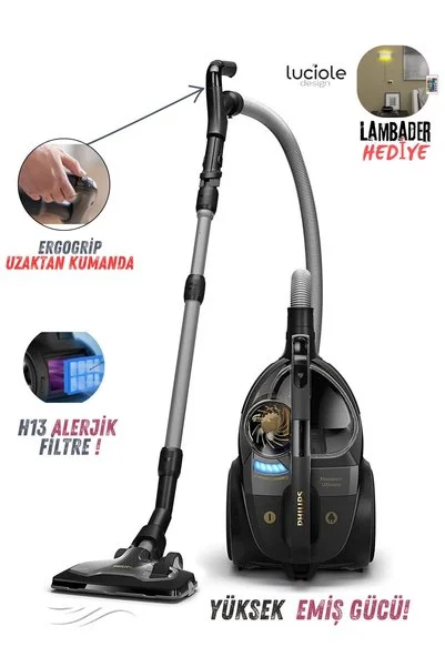Philips TriActive Ultra Başlık, PowerCyclone 10 Teknolojisi Premium Toz Torbasız Elektrikli Süpürge+Lambader