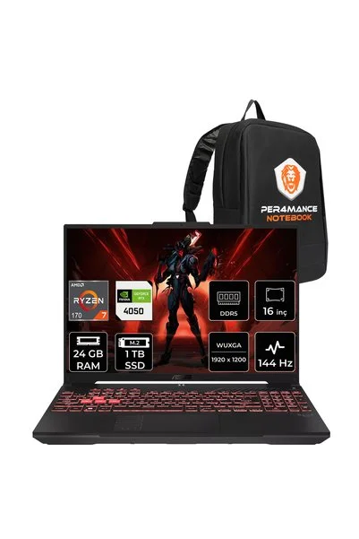 ASUS TUF A16 Ryzen 7 170 24GB 1TB SSD RTX4050/6GB 16" WUXGA 144Hz FDOS Gaming Laptop FA607NUQ