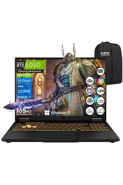 ASUS Tuf Gaming F16 İ7-14650HX RTX5050 32GB RAM 1TB SSD 16" IPS WUXGA 165Hz Taşınabilir Bilgisayar
