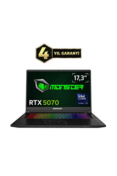 MONSTER Tulpar T7 V26.5.9 Intel Core Ultra 9 185H 64 GB RAM 1 TB SSD 8 GB RTX 5070 Windows 11 Home 17,3" QHD 165 Hz Oyun Bilgisayarı