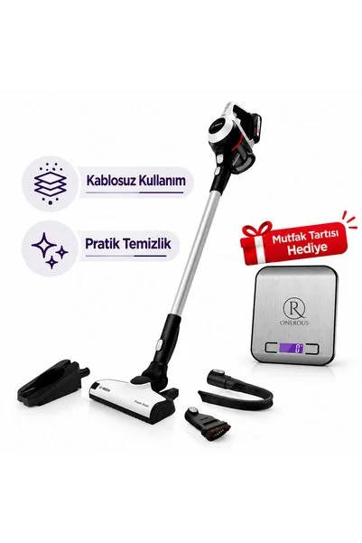 Bosch Unlimited 6 Kablosuz Dikey Süpürge mutfak tartısı Hediye(Onerous)