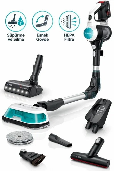 Bosch Unlimited 7 Aqua Islak Kuru Esnek Dikey Süpürge Tiftik Makinesi hediye