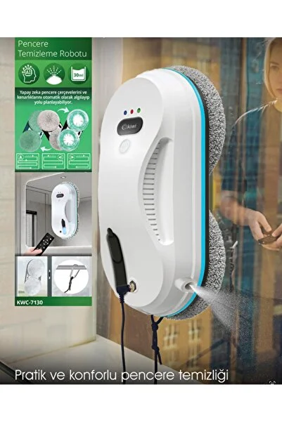 Kiwi Uzaktan Kumandalı Akıllı Cam Temizleme Robotu, Güçlü Emişli Çift Döner Mikrofiber Ped, Kenar Algılar