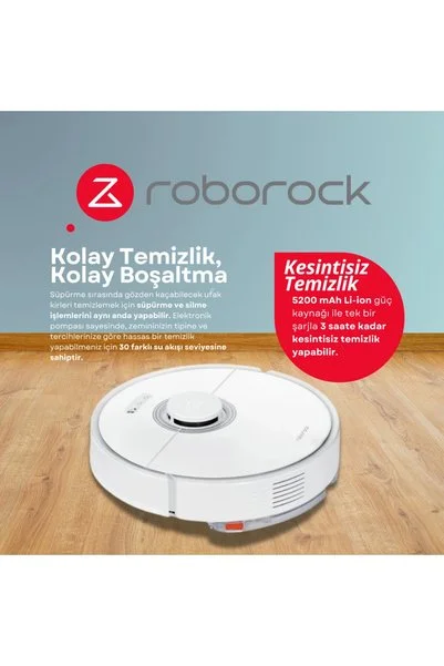 Roborock Vacuum Robot Süpürge Beyaz Wi-Fi Bağlantılı 0,6L Ürün Hacmi