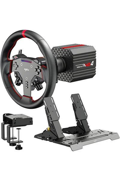 pxn VD4 Direct Drive Sim Racing Seti 4Nm – W AS Direksiyon, PD HM Pedal, Masa Kelepçeli, PC Uyumlu