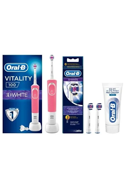 Oral-B Vitality Pembe D100 3d White+3d White 2'li+50 Ml Diş Macunu