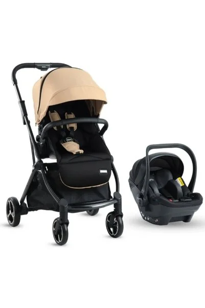 Kraft Viva I-Size Çift Yönlü Tek Elle Katlanabilir Travel Sistem Bebek Arabası Beige