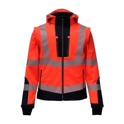 Vizwell ™ VWJK521 Reflektörlü Ripstop Softshell Kollar Çıkmalı Teknik Mont Turuncu