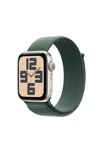 Apple Watch SE GPS + Cellular 40mm Yıldız Işığı Alüminyum Kasa + Göl Yeşili Spor Loop