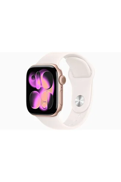 Apple Watch Series 11 GPS, 42 mm Roze Altın Rengi Alüminyum Kasa ve Bulut Pembesi Spor Kordon - S/M
