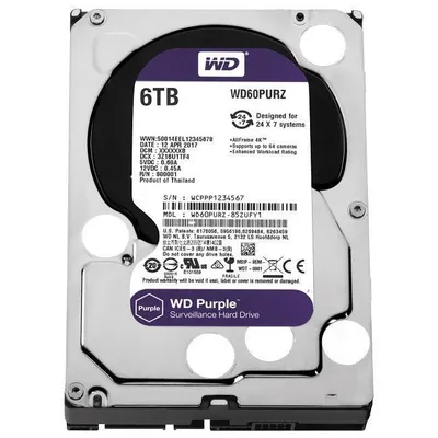Western Digital WD WD60PURZ 6 TB Purple Sata 3.0 5400RPM 64MB 3.5'' Dahili Güvenlik Diski