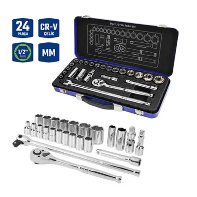 Workpro WP202564 1/2 inç 24 Parça CR-V Lokma Takımı