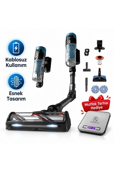 TEFAL X-Force Flex 14.80 Kablosuz Şarjlı Dikey Süpürge mutfak tartısı Hediye(Onerous)