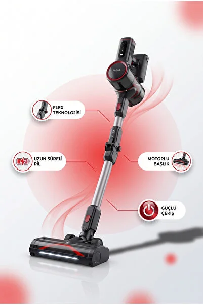 TEFAL X-Force Kablosuz Dikey Süpürge Esnek Borulu Tüy Toplayıcı Başlık Kolay Boşaltılan Hazne Yatak Altı Koltuk ve Araç İçi Temizlik Pratik Süpürge Gri TY6T88TR