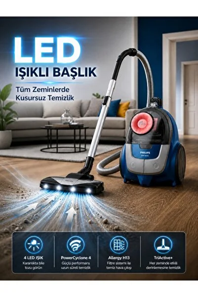 Philips Yeni LED Işıklı Başlık 2000 Serisi 750 W Torbasız Süpürge