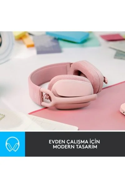 logitech Zone Vibe 100 Mikrofonlu Kablosuz Bluetooth Kulak Üstü Kulaklık Pembe 981-001224